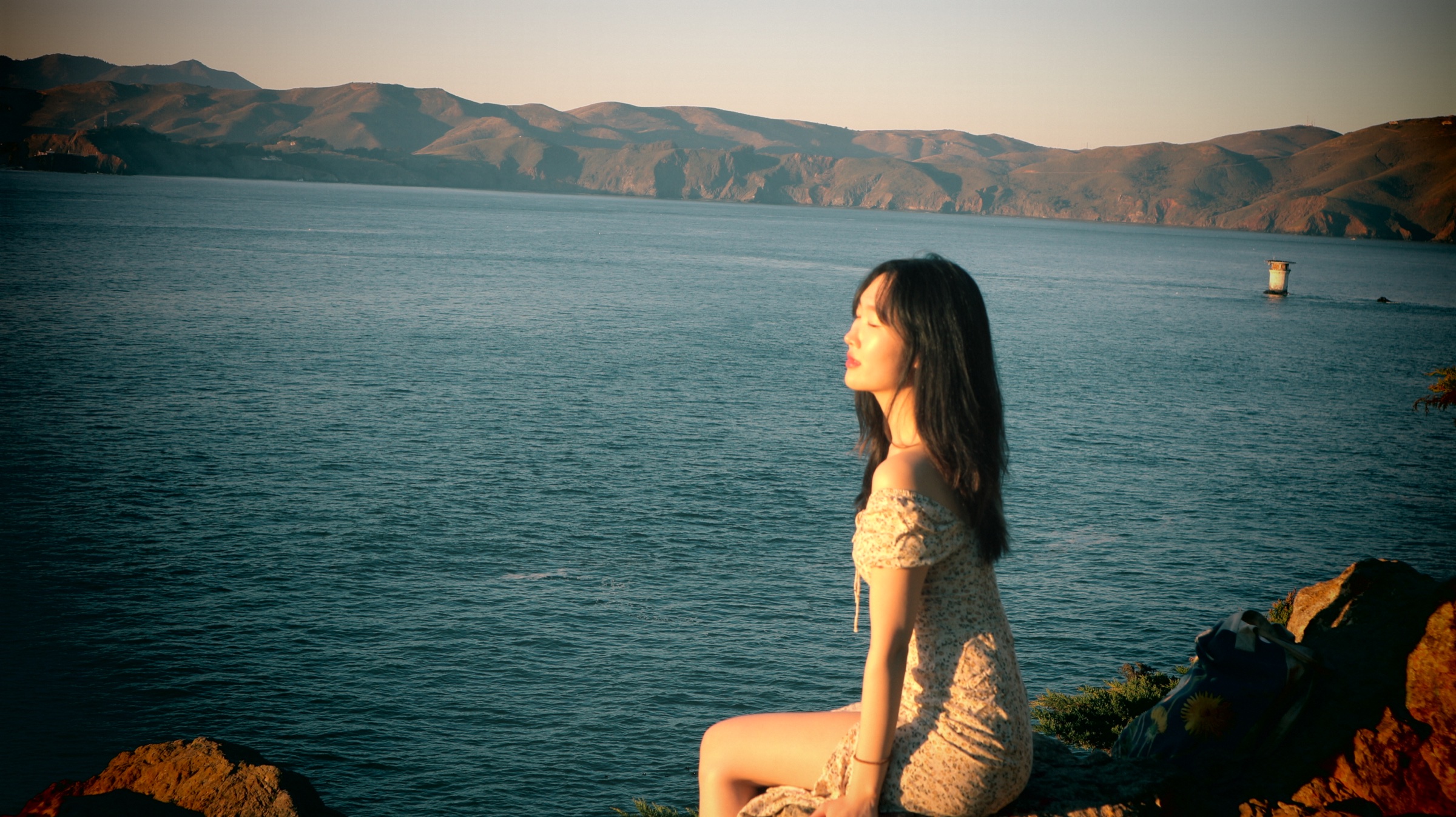 Portrait of River Haeun Lee by the water in San Francisco
